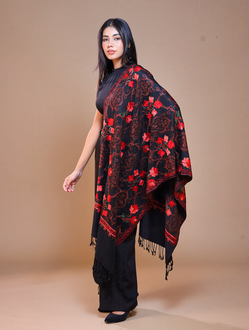 Women's Aari Embroidered Wool Stole